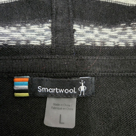 Smartwool Merino Wool Hooded Black and Gray Patterned Sweater Dress. Size 10 - Picture 7 of 11